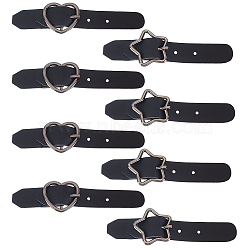 Nbeads 8Sets 2 Style PU Leather Toggle Buckle, with Iron & Alloy Center Bar Buckles, for Bag Sweater Jacket Coat, DIY Sewing Accessories Crafts, Black, Gunmetal, 9x1.5cm, 4 sets/style(AJEW-NB0003-80B)