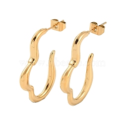 Ion Plating(IP) 304 Stainless Steel Twist Stud Earrings, Half Hoop Earrings for Women, Golden, 27x3mm(EJEW-A104-10G)