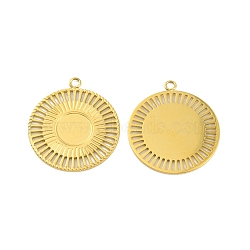 Ion Plating(IP) 304 Stainless Steel Pendant Cabochon Settings, Flat Round, Real 18K Gold Plated, Tray: 8.5mm, 24.5x22x0.5mm, Hole: 1.8mm(STAS-D051-34G)