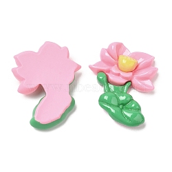 Opaque Resin Cabochons, Flower, Pink, 29.5x28x7mm(RESI-G072-04F)