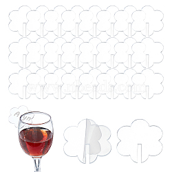 Flower Acrylic Wine Glass Charms Tag, Wine Glass Marker, for Wedding Party Decoration, Clear, 39x39.5x1.5mm(AJEW-WH0248-384A)