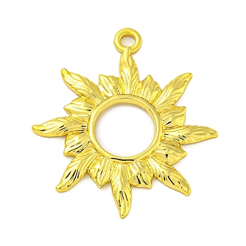 304 Stainless Steel Pendants, Sun Charm, Real 18K Gold Plated, 28x23x1.5mm, Hole: 1.8mm