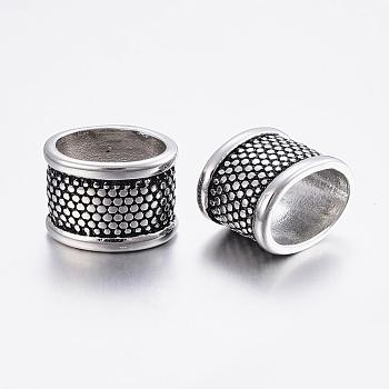 304 Stainless Steel Beads, Large Hole Beads, Oval, Antique Silver, 12x16.5x12mm, Hole: 9x13mm