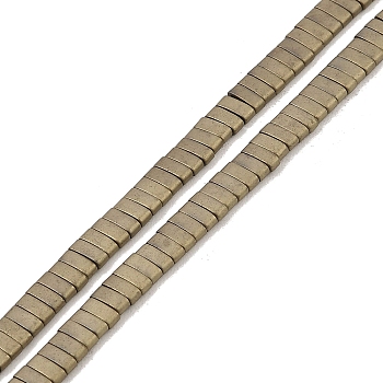 Electroplated Frosted Non-magnetic Synthetic Hematite Beads Strands, Rectangle, 2-Hole, Light Gold Plated, 5x2x2mm, Hole: 0.8mm, about 193pcs/strand, 8.27 inch(21cm)