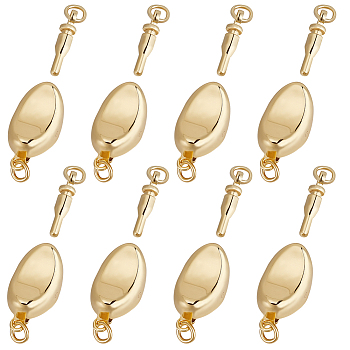 12Pcs Brass Box Clasps, with Jump Ring, Oval, Real 18K Gold Plated, 19x8x5.5mm, Hole: 1.7mm