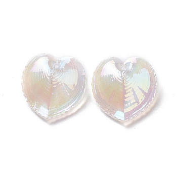 UV Plating Rainbow Iridescent Acrylic Pendants, Glitter, Heart Charm, White, 30.5x30x11mm, Hole: 1.8mm