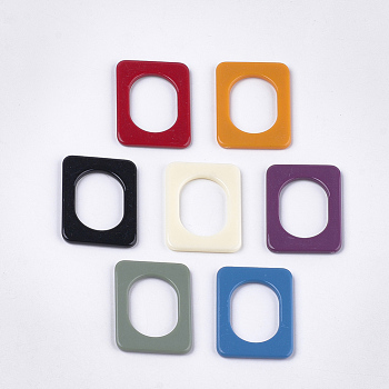 Opaque Acrylic Linking Rings, Rectangle, Mixed Color, 39x29x3mm, Inner Measure: 26.5x18.5mm