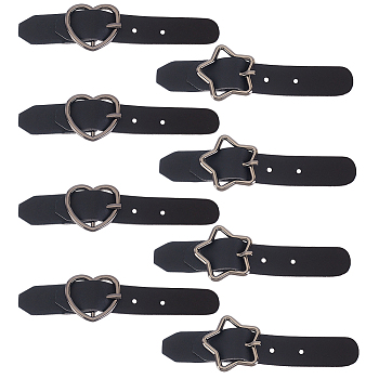 Nbeads 8Sets 2 Style PU Leather Toggle Buckle, with Iron & Alloy Center Bar Buckles, for Bag Sweater Jacket Coat, DIY Sewing Accessories Crafts, Black, Gunmetal, 9x1.5cm, 4 sets/style