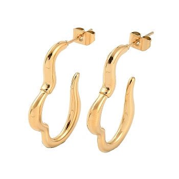 Ion Plating(IP) 304 Stainless Steel Twist Stud Earrings, Half Hoop Earrings for Women, Golden, 27x3mm