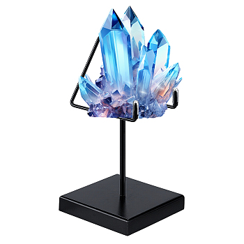 Iron Crystal Sphere Display Holder, for Crystal Display, Square, Black, 80.5x80.5x155mm
