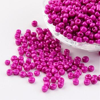 6/0 Baking Paint Glass Seed Beads, Magenta, 4~5x3~4mm, Hole: 1~2mm, about 427pcs/50g