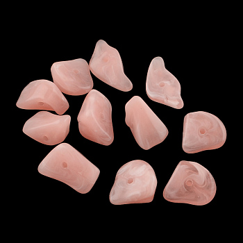 Chip Imitation Gemstone Acrylic Beads, Light Coral, 19~28x14~19x6~13mm, Hole: 2mm, about 310pcs/500g