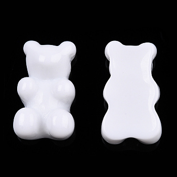 Resin Cabochons, Imitation Jelly, Bear, White, 18.5x11x7mm