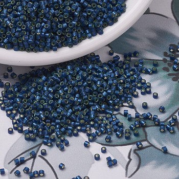 MIYUKI Delica Beads, Cylinder, Japanese Seed Beads, 11/0, (DB0693) Dyed Semi-Frosted Silver Lined Dusk Blue, 1.3x1.6mm, Hole: 0.8mm, about 2000pcs/10g