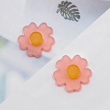 Asymmetrical Acrylic Cabochons Accessories, for Earring Making, Flower, Light Salmon, 23x23mm
