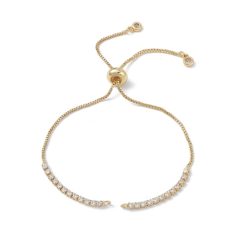 Brass Rhinestone Tennis Slider Bracelet Makings, with Box Chain, Real 18K Gold Plated, 10 inch(25.4cm), Hole: 1.7mm