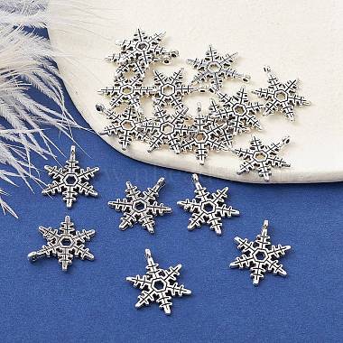 Christmas Snowflake Tibetan Style Alloy Pendants(TIBEP-YW0001-58)-5