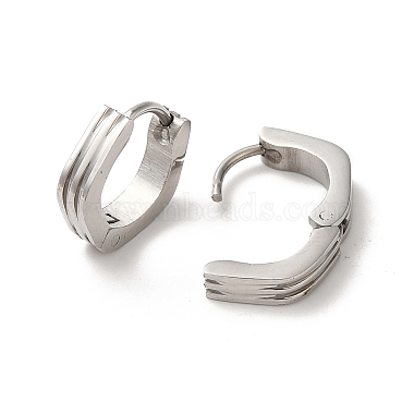 boucles d'oreilles créoles polygonales rainurées en acier inoxydable anti-ternissement 304(EJEW-P255-09P)-2