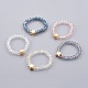 Electroplate Glass Beads Stretch Finger Rings(RJEW-JR00238-M)-1