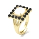 Natural Black Agate & Shell Rectangle Adjustable Ring(RJEW-B030-02A-02)-2