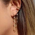 304 Stainless Steel Rhinestone Hoop Earrings, with Flat Round Tassel Stud Earrings, Golden, Crystal, 95x12mm(EJEW-A161-04G-01)