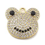 Brass Micro Pave Cubic Zirconia Pendants, Frog, Lead Free & Cadmium Free, Long-Lasting Plated, Real 18K Gold Plated, 20.5x21x4mm, Hole: 2mm(KK-L228-15G)