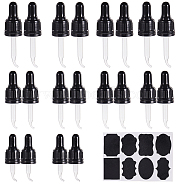 Essential Oil Bent Tip Glass Dropper, with Plastic Caps and Chalkboard Sticker Labels, Black, 50x10x7mm(TOOL-PH0017-20)