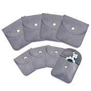 8Pcs 2 Styles Velvet Jewelry Storage Bags, with Golden Tone Iron Snap Fastener, for Earrings, Bracelets, Rings Storage, Square, Gray, 8~10x8~10x0.3~0.35cm, 4pcs/style(ABAG-NB0001-77)