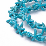 Synthetic Turquoise Beads Strands, Dyed, Starfish/Sea Stars, Blue, 13.5~14x13.5~14x4.5mm, Hole: 1mm, about 36~40pcs/strand, about 15 inch(TURQ-L029-03C)