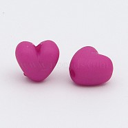 Colorful Acrylic Beads, Frosted, Heart, Camellia, 9x10x7mm, hole: 1.5mm, about 1100pcs/500g(MACR-S725-7)