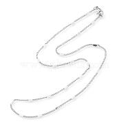 304 Stainless Steel Link Chain Necklaces, Curb Chain Necklaces, with 304 Stainless Steel Clasps, Stainless Steel Color, 17.6 inch(44.8cm), 1.5mm(NJEW-F248-16A-P)