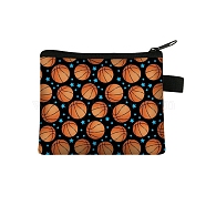 Print Polyester Zip Pouches, Wallets for Children, Basketball, 13.5x11cm(PW-WG054B9-08)