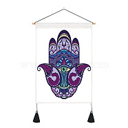 Polyester Hamsa Hand/Hand of Miriam with Evil Eye Pattern Wall Hanging Tapestry, for Bedroom Living Room Decoration, Rectangle, Colorful, 500x350mm(WG40508-03)