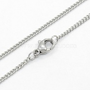 Women's 304 Stainless Steel Twisted Chain Necklaces, with Lobster Claw Clasps, Stainless Steel Color, 17.7 inch(45cm)(X-STAS-O037-58P)