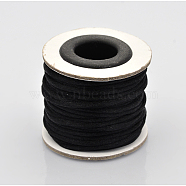 Macrame Rattail Chinese Knot Making Cords Round Nylon Braided String Threads, Satin Cord, Black, 2mm, about 10.93 yards(10m)/roll(NWIR-O001-A-05)