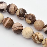 Faceted Round Natural Zebra Jasper Beads Strands, 8mm, Hole: 1mm, about 46pcs/strand, 15.75 inch(G-E302-059-8mm)