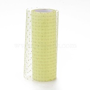 Glitter Deco Mesh Ribbons, Tulle Fabric, for Wedding Party Decoration, Skirts Decoration Making, Lemon Chiffon, 5.90~5.94 inch(15~15.1cm),  10yards/roll(OCOR-H100-D07)