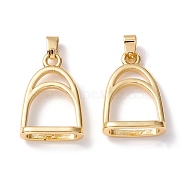 Brass Pendants, Long-Lasting Plated, Cadmium Free & Nickel Free & Lead Free, Stirrup Charms, Real 18K Gold Plated, 25x17x7mm, Hole: 4mm(K262-07LG)