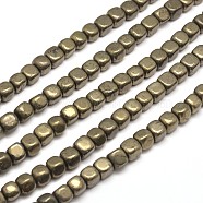 Cube Natural Pyrite Beads Strands, 6x6x6mm, Hole: 1mm, about 66pcs/strand, 15.7 inch(G-G-I126-18-6x6mm)