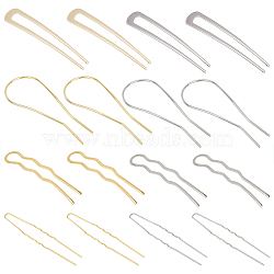 16Pcs 8 Style Iron & Alloy Hair Pins Clips & Hair Fork, for Thin Thick Hair, Mixed Color, 62.5~106x8.5~44x1~2.5mm, 2pcs/style(OHAR-CP0001-05)