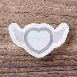 Shaker Molds, DIY Heart with Wing Quicksand Silicone Molds, Resin Casting Molds, for UV Resin, Epoxy Resin Craft Making, White, 45x80.5x11.5mm, Inner Diameter: 35.5x71mm(DIY-G059-B01)