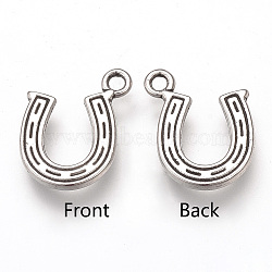Tibetan Style Alloy Charms, Horseshoes, Cadmium Free & Lead Free, Antique Silver, 14x12x2mm, Hole: 1.5mm, about 1080pcs/1000g(TIBEP-T002-81AS-RS)