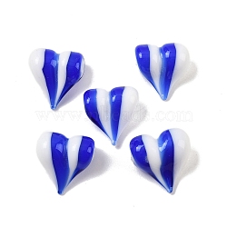 Handmade Lampwork Beads,  Heart, Blue, 17~19x15~17.5x10~12mm, Hole: 1.8~2mm(LAMP-G168-01C)