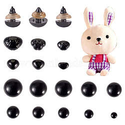 260Pcs 16 Style Resin Doll Eyes & Nose, Craft Eyes & Nose, for Crafts, Crochet Toy and Stuffed Animals, Round, Black, 11.5~21x6~24mm(FIND-TA0003-82)