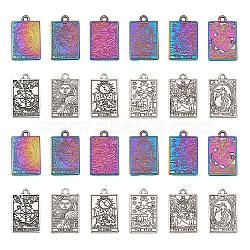 24Pcs 12 Style Rack Plating Alloy Pendants, Rectangle with Tarot Charms, Mixed Color, 23.5x14.5x1.5mm, Hole: 1.8mm, 2pcs/style(FIND-CA0006-69)