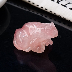 Natural Rose Quartz Carved Healing Frog Figurines, Reiki Energy Stone Display Decorations, 37x32x25mm(PW-WG28161-21)