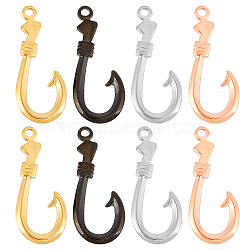 Unicraftale 8Pcs 4 Colors 304 Stainless Steel Hook and S-Hook Clasps, Ion Plating (IP), Fish Hook Charms, Mixed Color, 37x15.5x2.5mm, Hole: 2.5mm(STAS-UN0021-47)