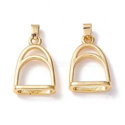 Brass Pendants, Long-Lasting Plated, Cadmium Free & Nickel Free & Lead Free, Stirrup Charms, Real 18K Gold Plated, 25x17x7mm, Hole: 4mm(K262-07LG)
