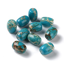 Natural Imperial Jasper Beads, Dyed, Rice, Light Sea Green, 16x12.5mm, Hole: 1.5mm(G-C034-15C-01)