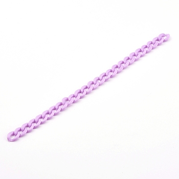 Opaque Acrylic Twisted Chain, Curb Chain, Quick Link Chains, Unwelded, Medium Purple, 13.5x10x2.5mm, 39.37 inch(1m)/strand